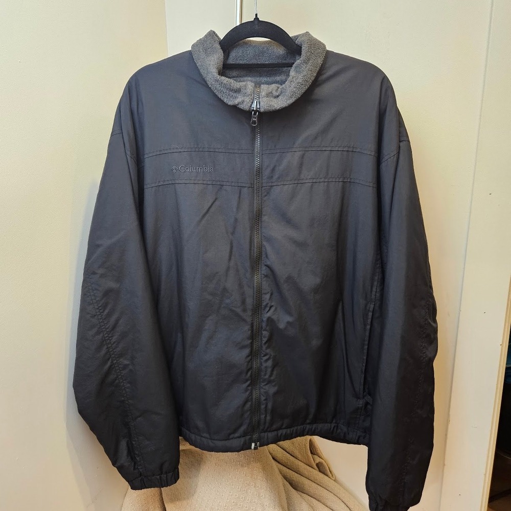 COLUMBIA Interchange Jacket Mens XL Black Fleece Lined Full Zip Core Hiking Gorp